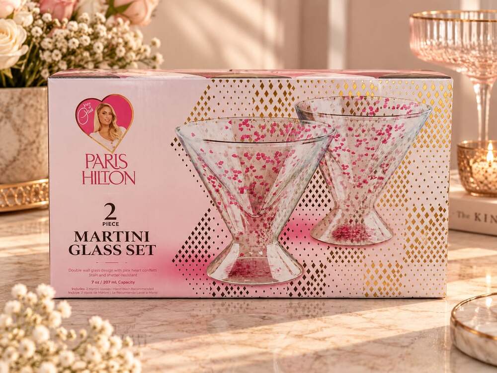 PARIS HILTON MARTINI GLASS SET OF 2 PARIS